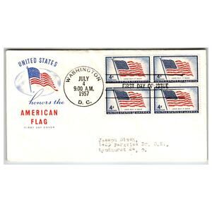 Scott #1091 1957 American Flag Stamp First Day Cover FDC Washington DC